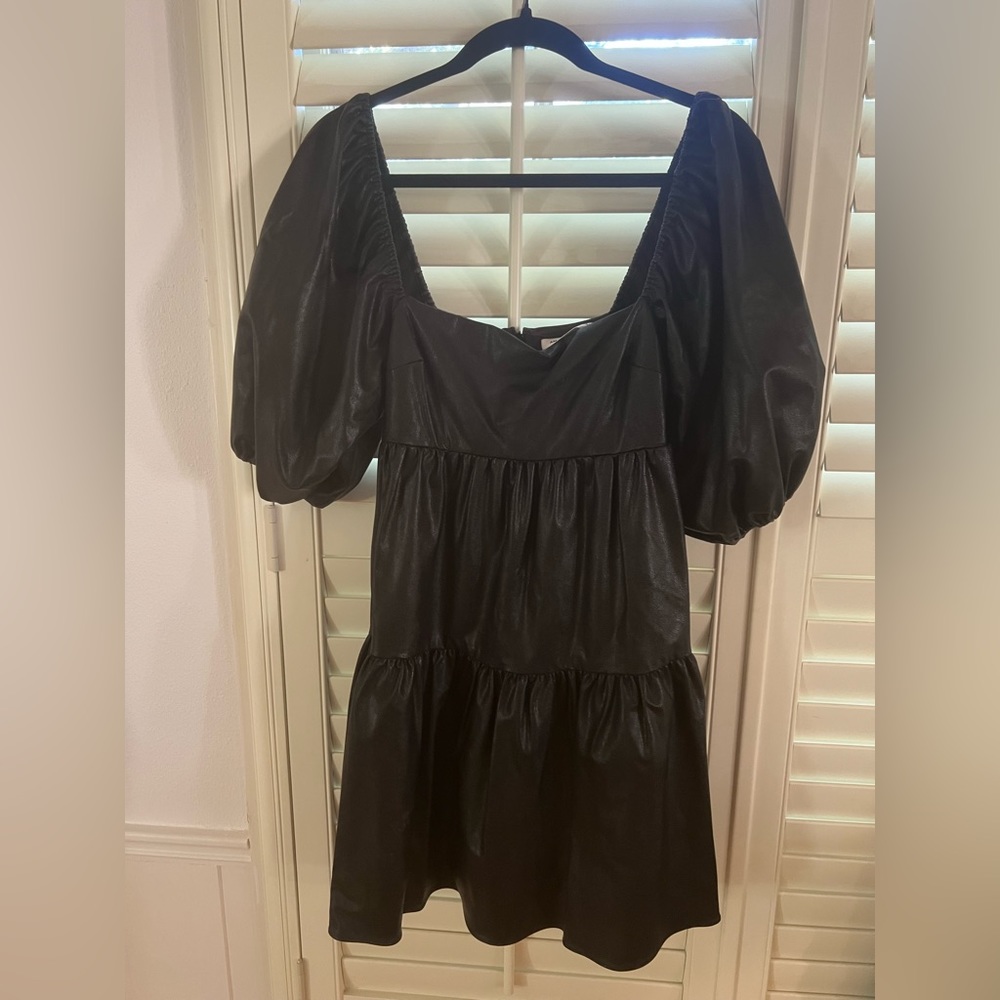 Black faux leather Amanda uprichard mini dress
